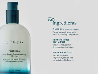 Credo True Timeout Vetiver Root + Calming Botanicals Cleanser per pelli sensibili