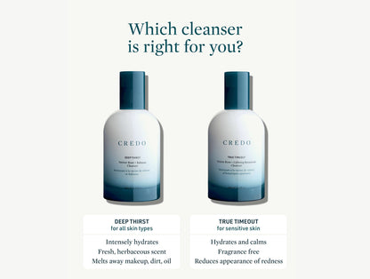 Credo True Timeout Vetiver Root + Calming Botanicals Cleanser per pelli sensibili