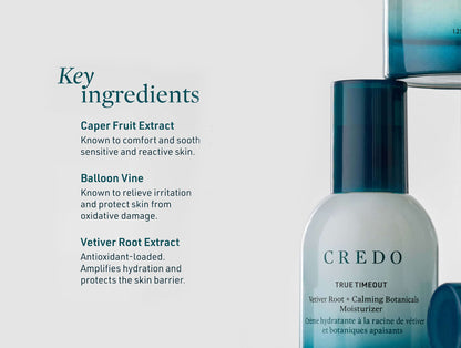 Credo True Timeout Vetiver Root + Calming Botanicals Moisturizer per pelli sensibili
