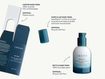 Credo True Timeout Vetiver Root + Calming Botanicals Moisturizer per pelli sensibili