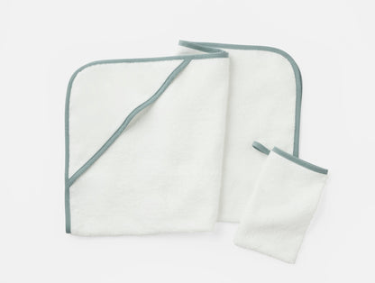 Set di asciugamano con cappuccio e guanto da bagno per neonati Cloud Loom™ Organic
