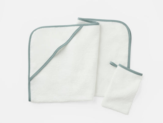 Set di asciugamano con cappuccio e guanto da bagno per neonati Cloud Loom™ Organic