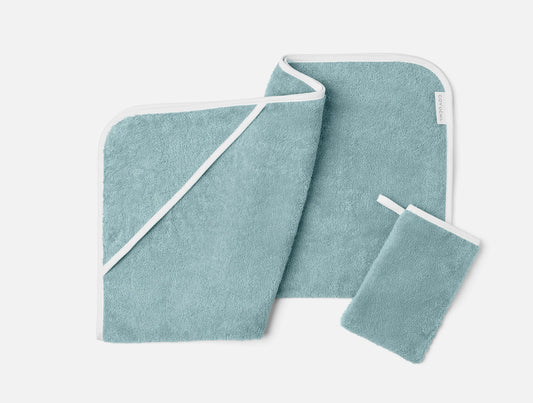Set di asciugamano con cappuccio e guanto da bagno per neonati Cloud Loom™ Organic